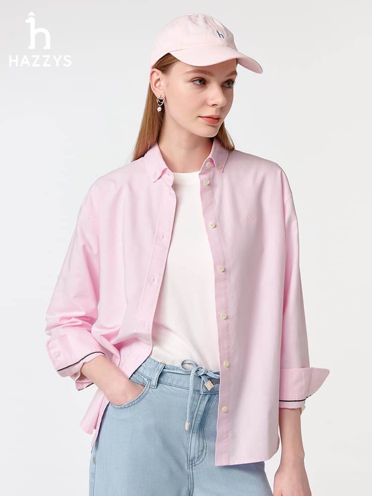 大きめサイズ 夏空リゾート風ゆったりシャツ