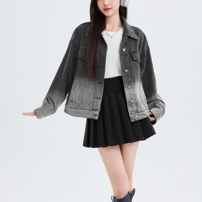 大きめサイズ ゆったりシルエット 大人カジュアルデニムジャケット