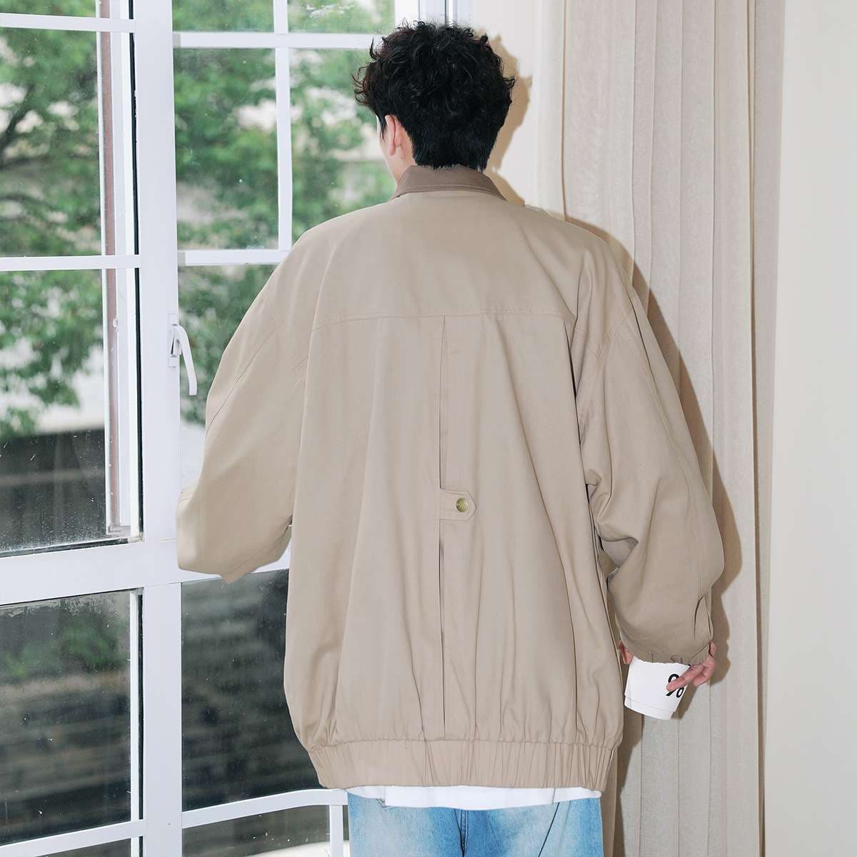 大きめファッション  ゆったりワークジャケット メンズ