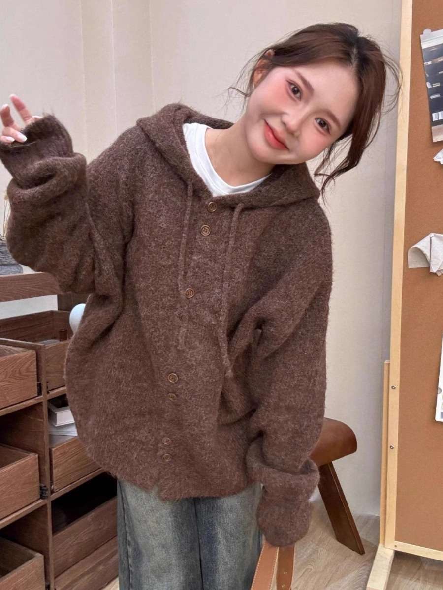 大きめファッション  ふわもこ素材のゆったりパーカーワンピース