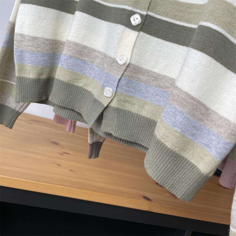 ジャストサイズよりも大きめの、体に密着しないゆるっとゆとりのあるファッションサイト ゆったりマルチボーダーカーディガン