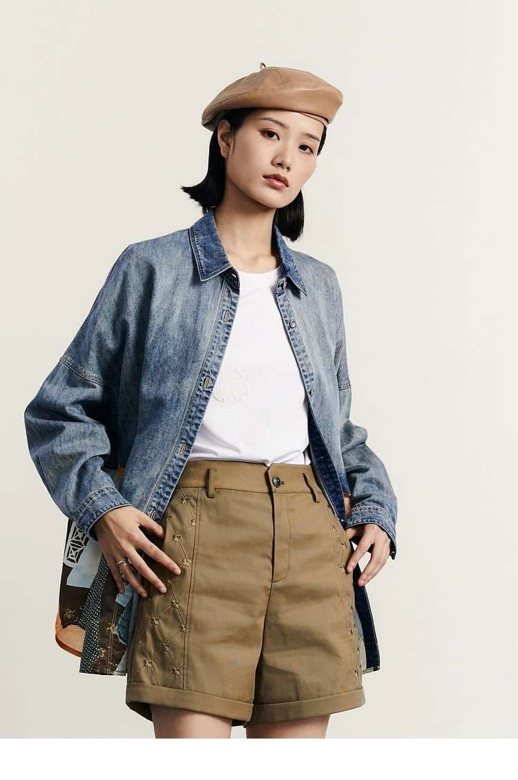 大きめファッション  アートパッチワーク デザイン オーバーサイズシャツ