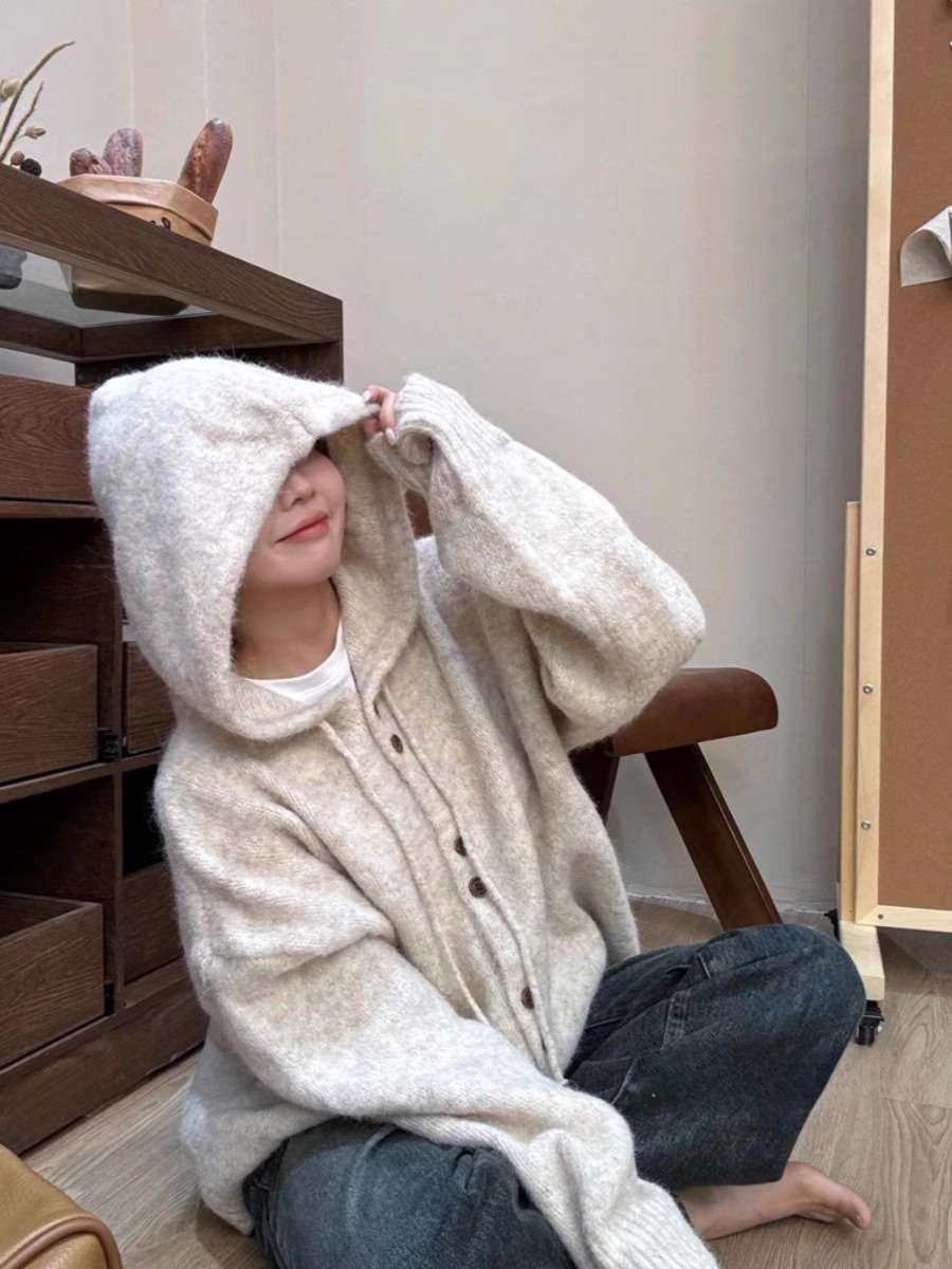 大きめファッション  ふわもこ素材のゆったりパーカーワンピース