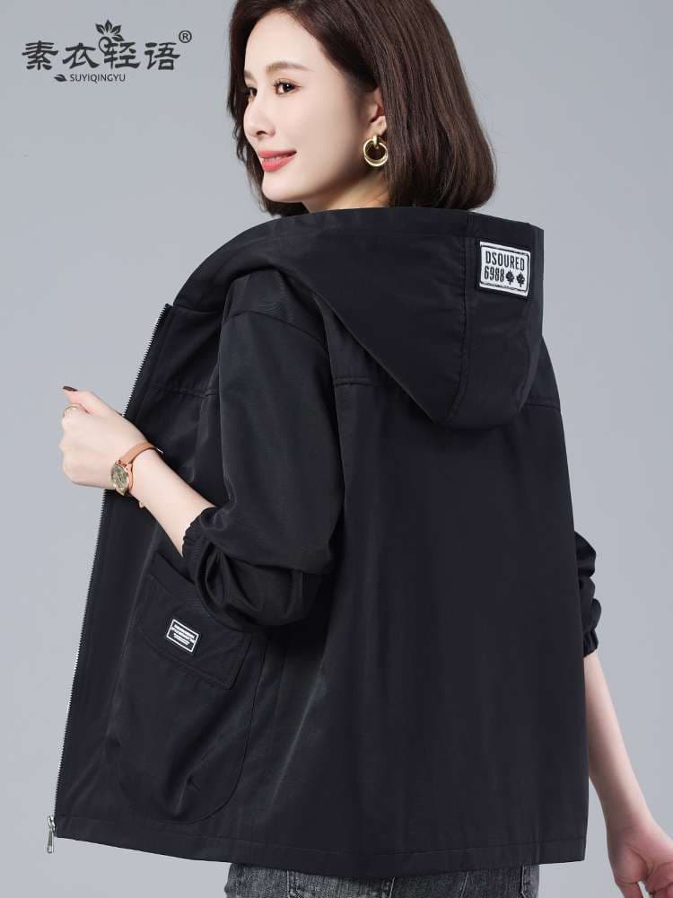 大きめファッション  ゆったりカジュアルフード付きジャケット