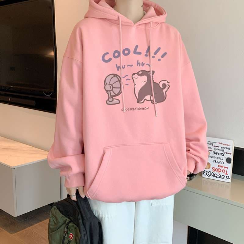 大きめサイズのファッション ゆるかわイラスト入り オーバーサイズパーカー