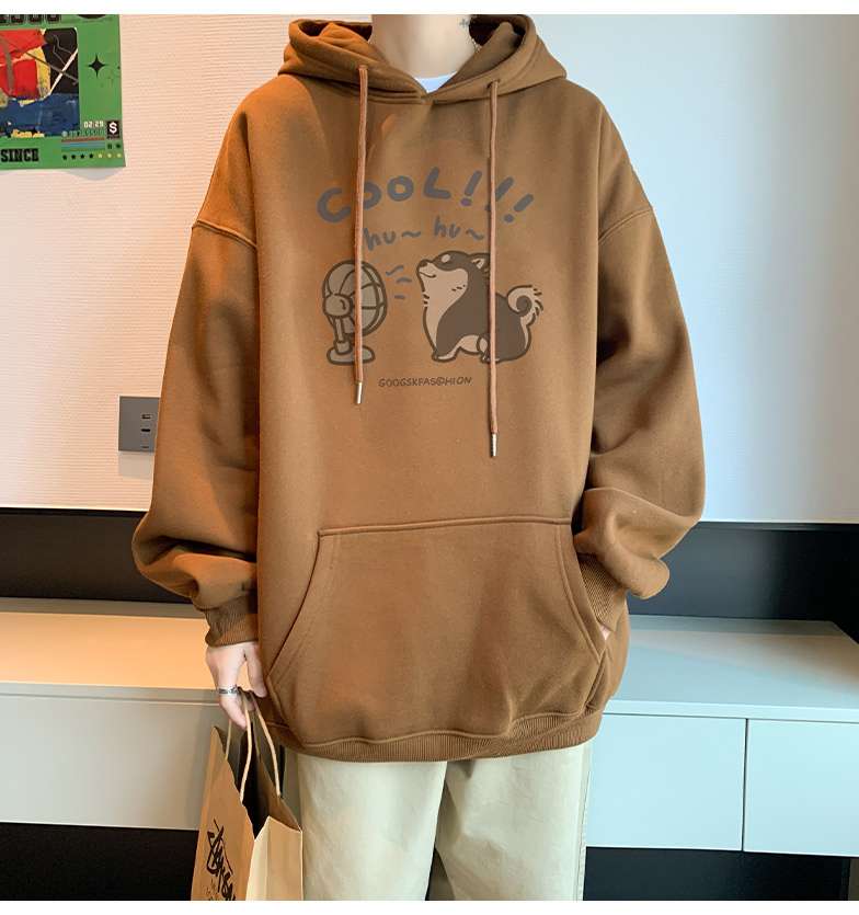 大きめサイズのファッション ゆるかわイラスト入り オーバーサイズパーカー