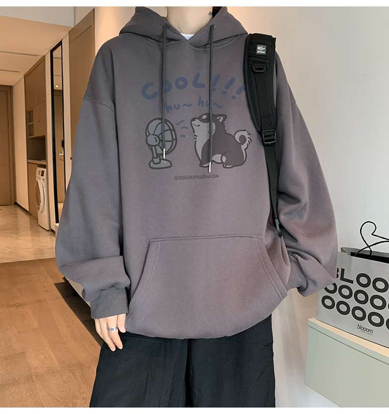 大きめサイズのファッション ゆるかわイラスト入り オーバーサイズパーカー