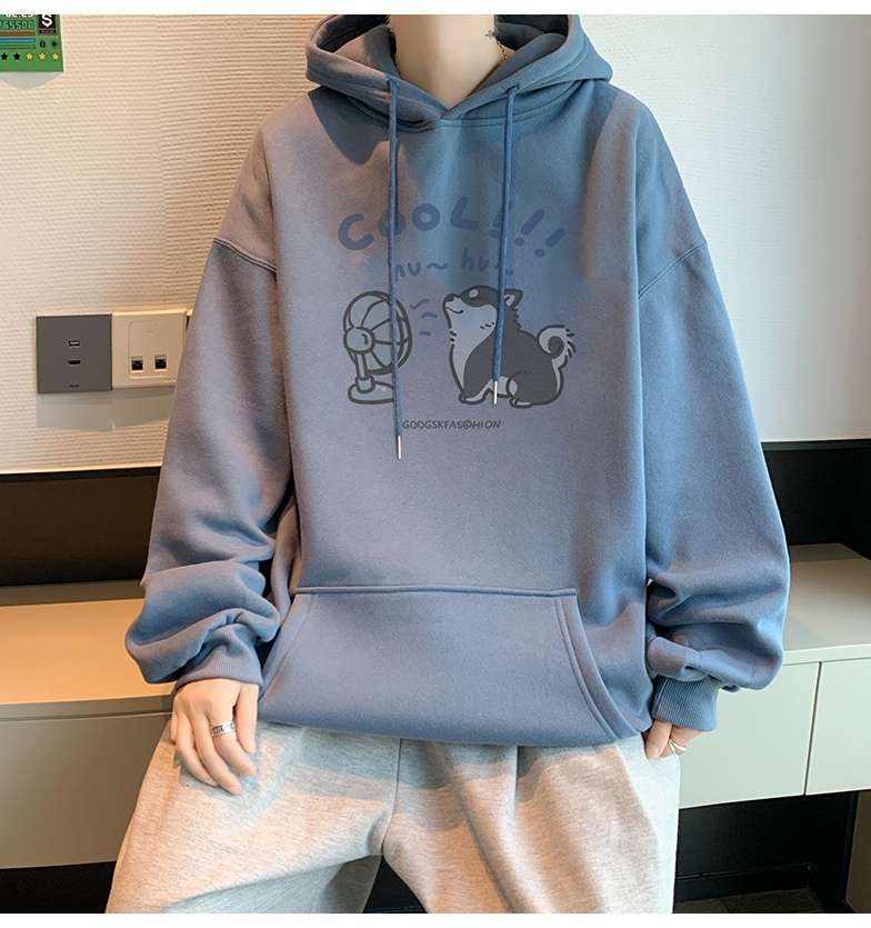 大きめサイズのファッション ゆるかわイラスト入り オーバーサイズパーカー